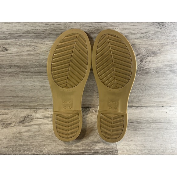 Crocs Tulum Toe Post Sandal Womens Size 9 Cream White Slip-On Shoes Slip On - Picture 7 of 8